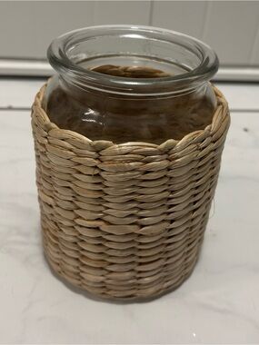 Woven Natural Glass Vase - Tan